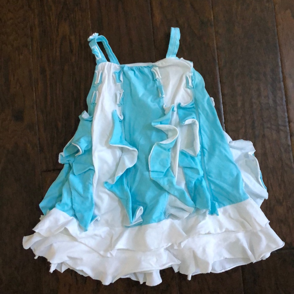 Isobella & Chloe Blue White Ruffle Dress sz 4